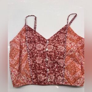 American Eagle cropped linen bubble tank in pretty floral print